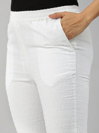 De Moza Women Cigarette Pants White