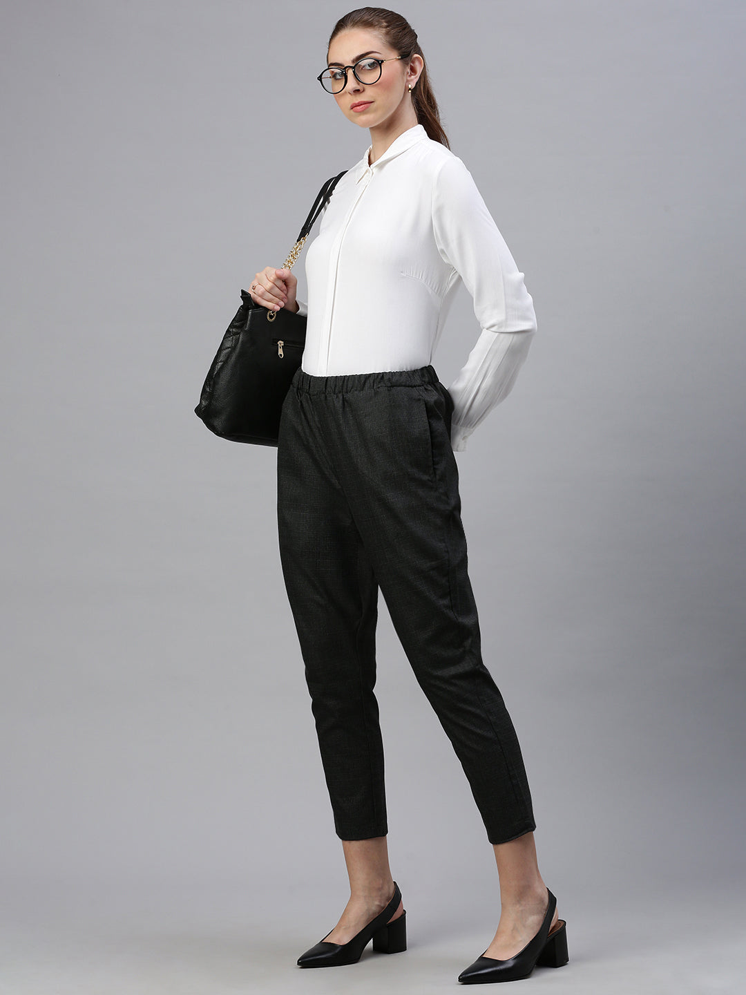 De Moza Women Formal Pant Black