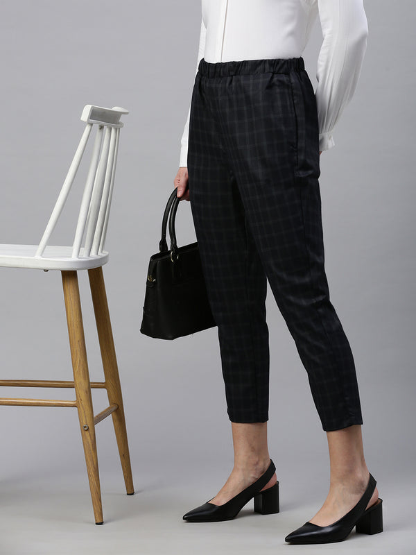 De Moza Women Formal Pant Dark Navy Blue