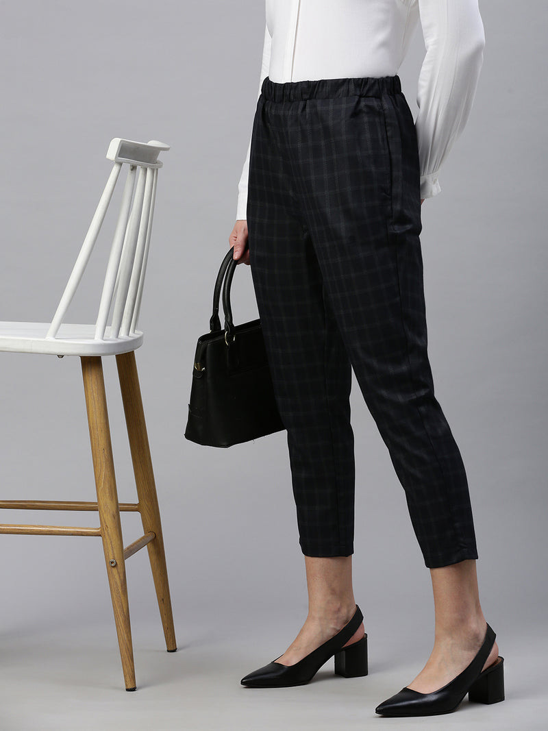 De Moza Women Formal Pant Dark Navy Blue