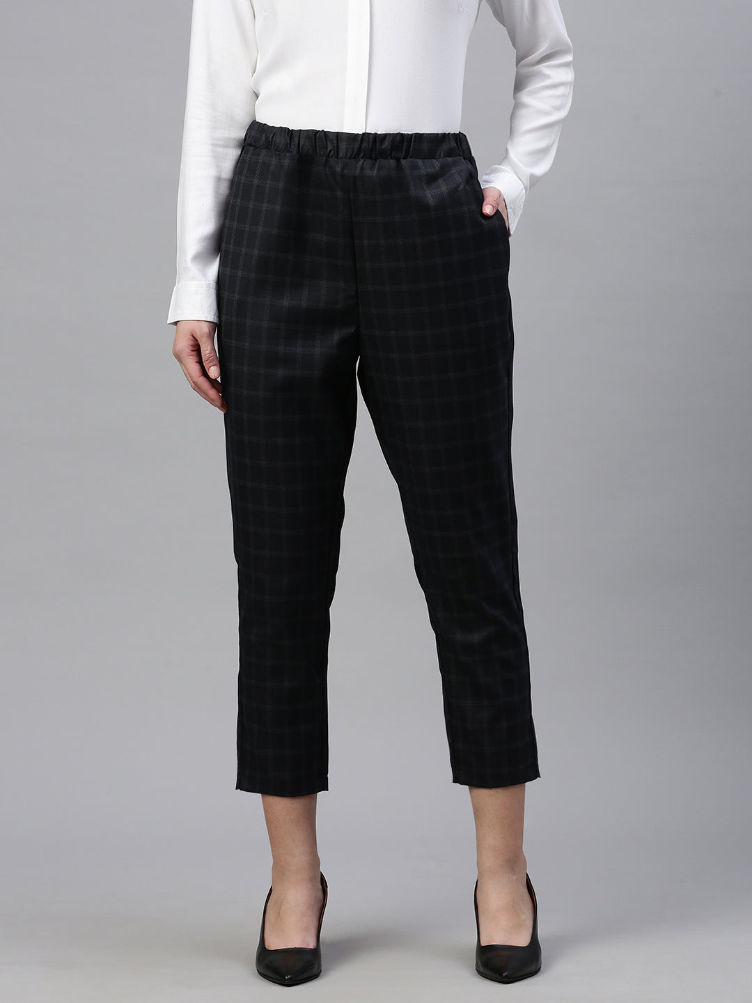 De Moza Women Formal Pant Dark Navy Blue
