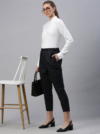 De Moza Women Formal Pant Dark Navy Blue