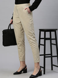 De Moza Women Formal Pant Beige
