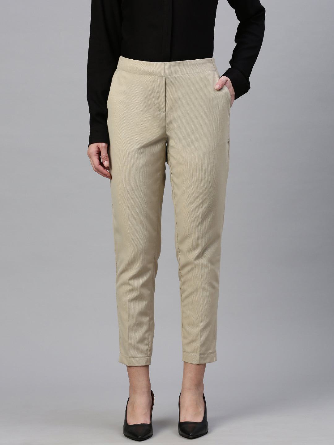 De Moza Women Formal Pant Beige