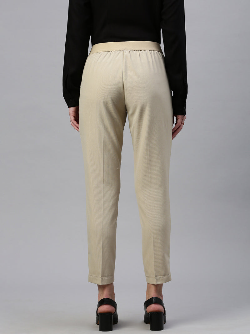 De Moza Women Formal Pant Beige