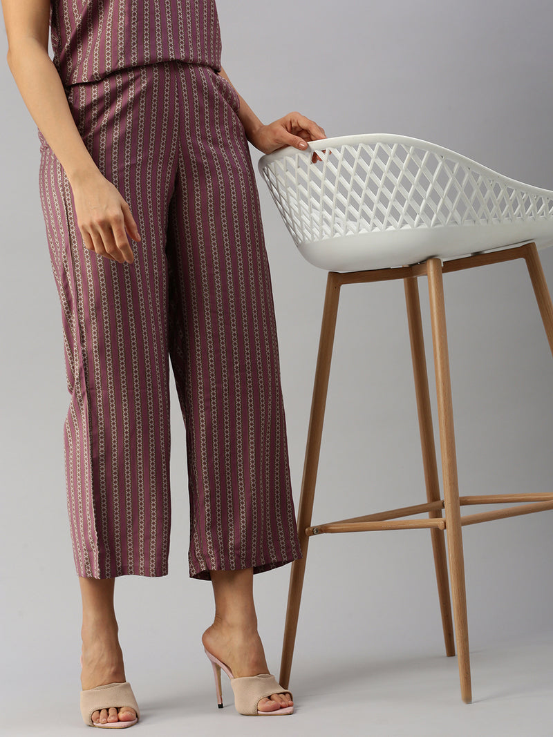 Printed Co-Ords Sets (Top&Bottom)-Wine - De Moza