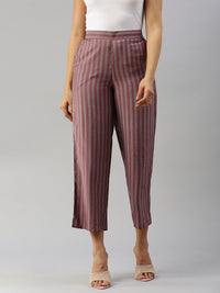 De Moza Women Printed Palazzo Wine