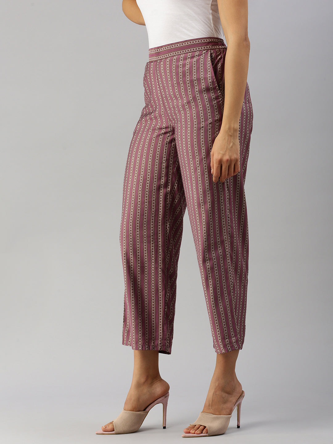 De Moza Women Printed Palazzo Wine
