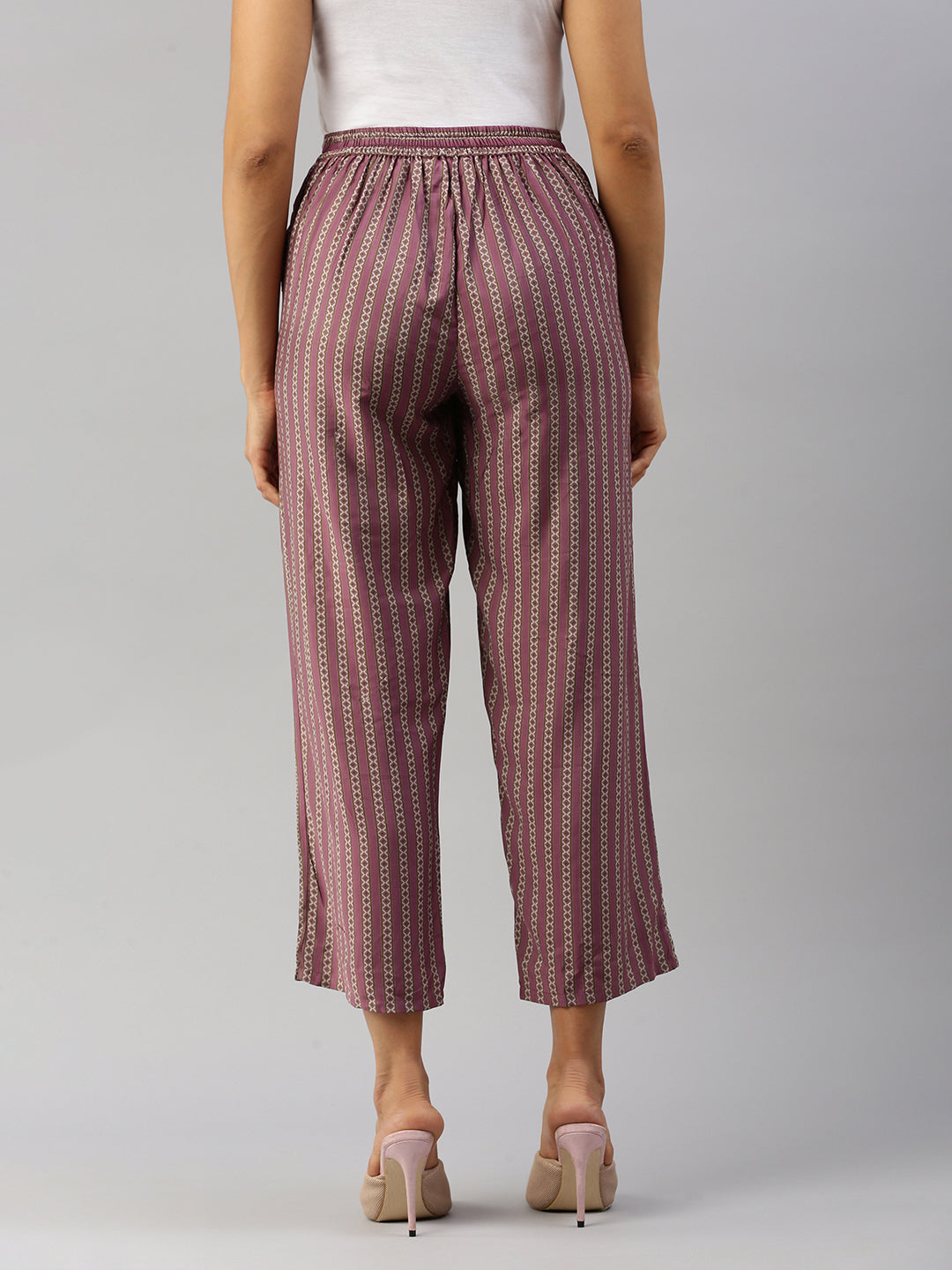 De Moza Women Printed Palazzo Wine
