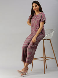 De Moza Women Printed Palazzo Wine
