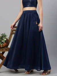 De Moza Women Skirt Solid Navy