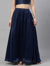 De Moza Women Skirt Solid Navy