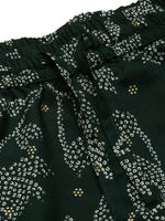 De Moza Women Printed Straight Pants Bottle Green