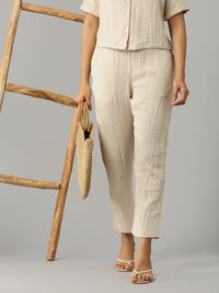 De Moza Women Straight Pant Beige