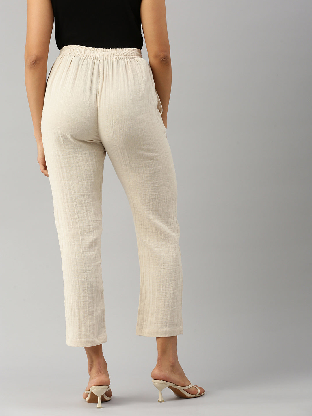 De Moza Women Straight Pant Beige