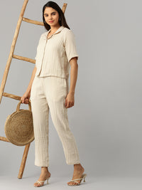 De Moza Women Straight Pant Beige