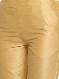 De Moza -Women Gold Toned Straight Fit Trousers - De Moza