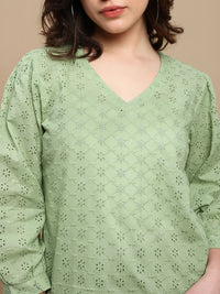 De Moza Women Casual Top Fog Green