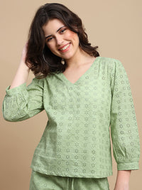 De Moza Women Casual Top Fog Green