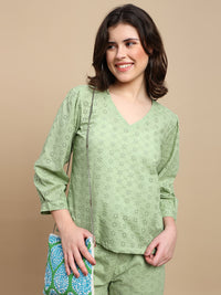 De Moza Women Casual Top Fog Green