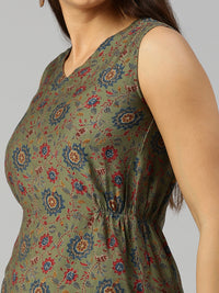 De Moza Women Printed Top Green