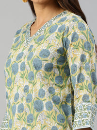 De Moza Women Printed Short Kurti Lemon Yellow