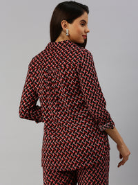 De Moza Women Printed Shirt Black & Red