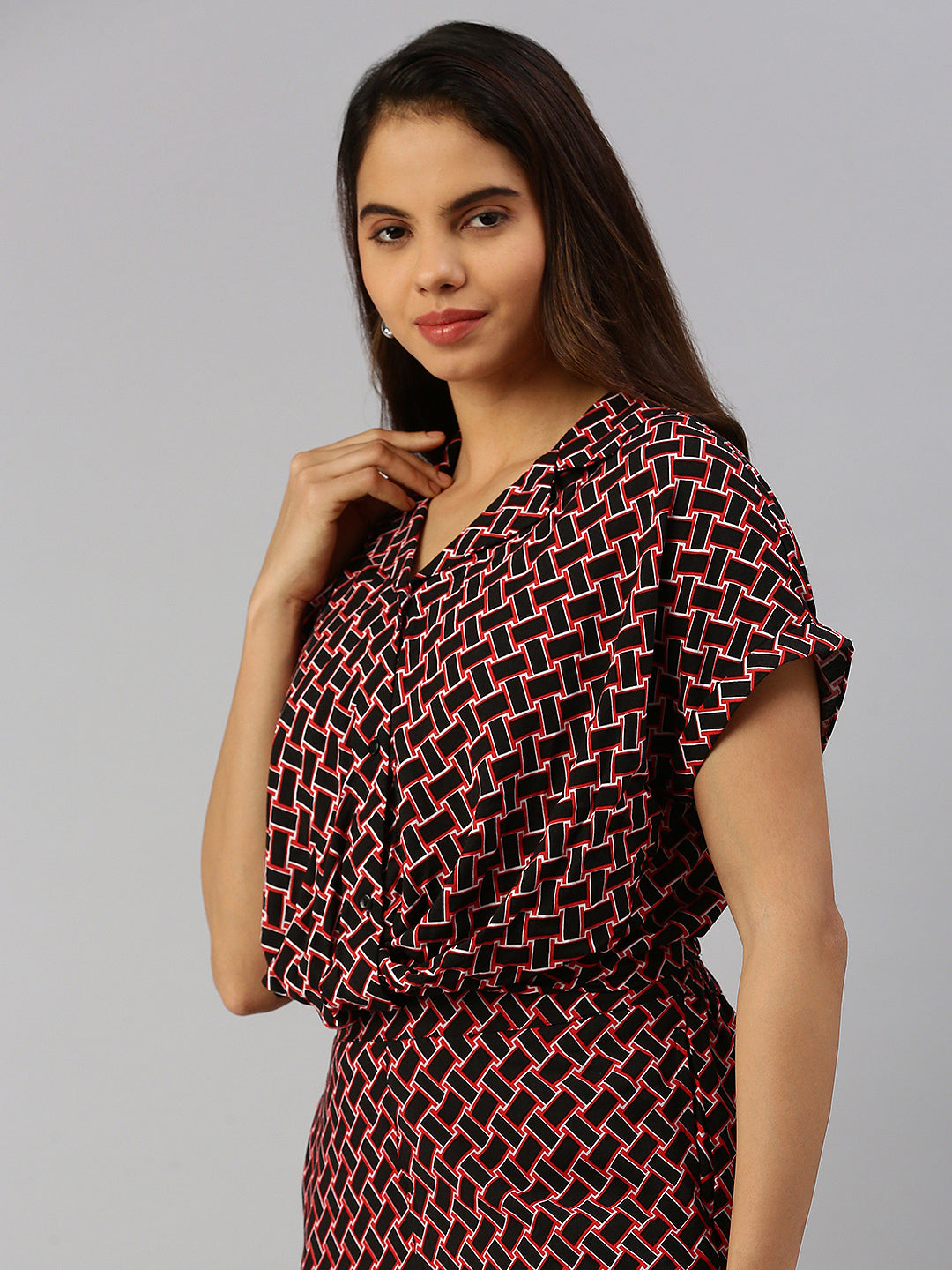 De Moza Women Printed Shirt Black