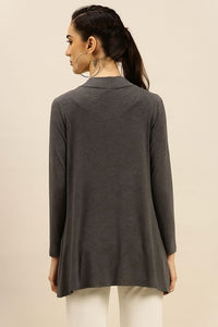 Ladies Long Length Shrug Anthra Melange