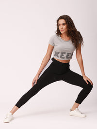 De Moza Ladies Active wear Crop Top Grey Melange