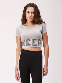 De Moza Ladies Active wear Crop Top Grey Melange