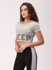 De Moza Ladies Active wear Crop Top Grey Melange