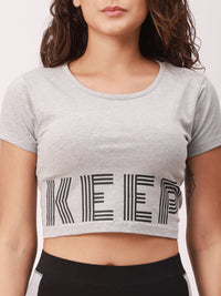 De Moza Ladies Active wear Crop Top Grey Melange