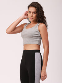 De Moza Ladies Rib Crop Top Grey