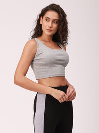 De Moza Ladies Rib Crop Top Grey