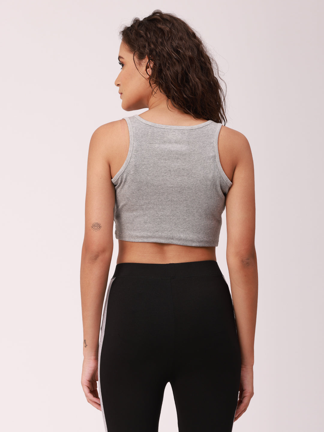 De Moza Ladies Rib Crop Top Grey