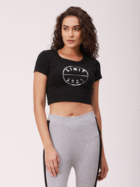 De Moza Ladies Printed Crop Top Black