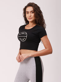 De Moza Ladies Printed Crop Top Black