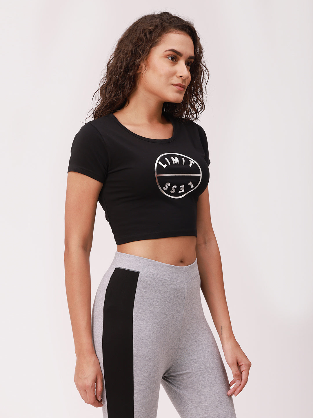 De Moza Ladies Printed Crop Top Black