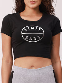 De Moza Ladies Printed Crop Top Black