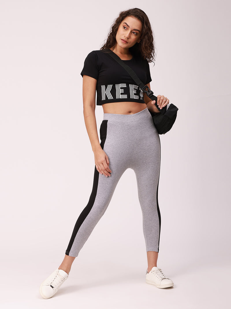 De Moza Ladies Active Wear Crop Top Black