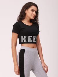 De Moza Ladies Active Wear Crop Top Black