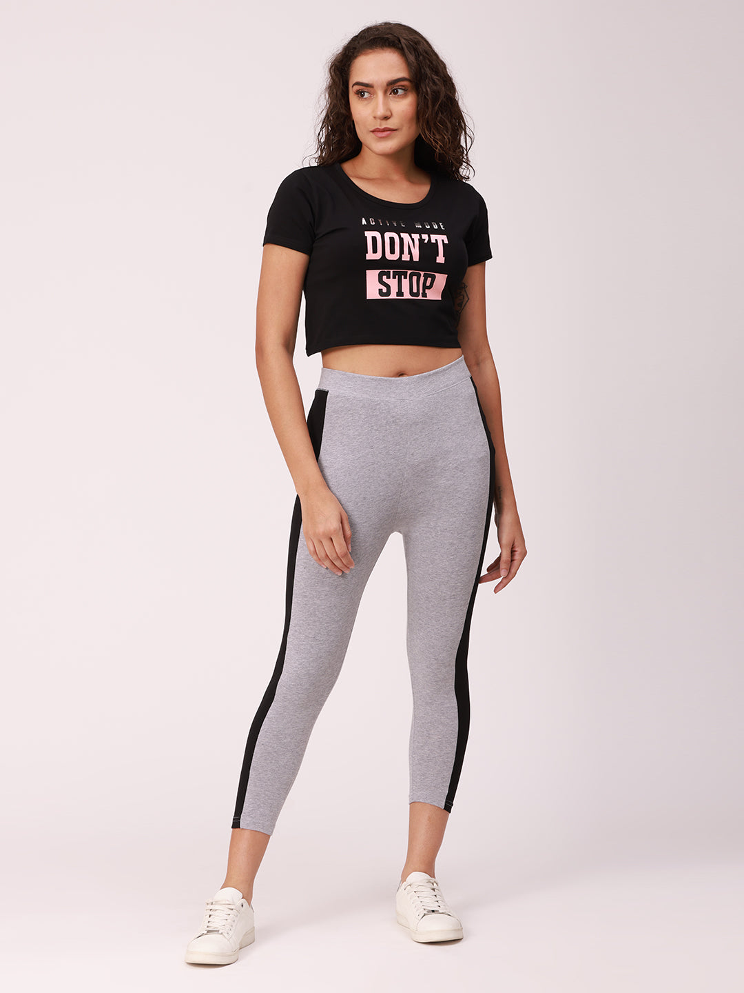 De Moza Ladies Printed Crop Top Black