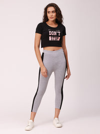 De Moza Ladies Printed Crop Top Black