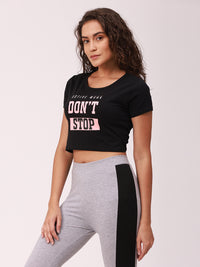 De Moza Ladies Printed Crop Top Black