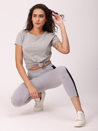 De Moza Ladies Active Wear Leggings Grey Melange