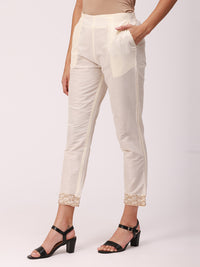 De Moza Women's Cigarette Pant Offwhite