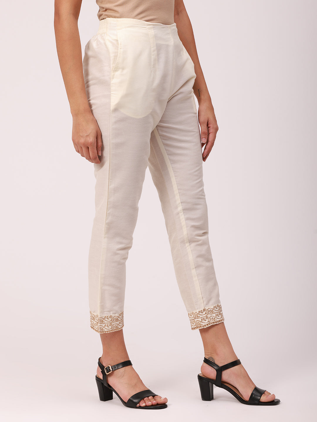 De Moza Women's Cigarette Pant Offwhite