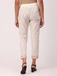 De Moza Women's Cigarette Pant Offwhite