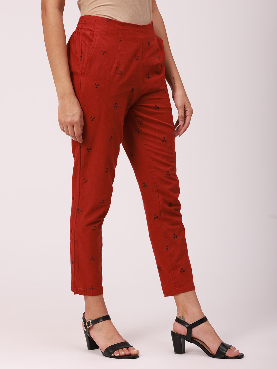 De Moza Women's Cigarette Pant Maroon